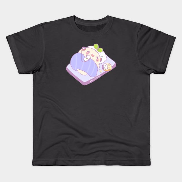 lazy ghostie Kids T-Shirt by missrainartwork 